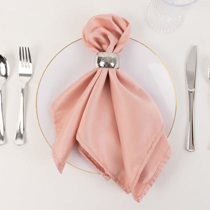 5 Pack Lamour Satin Napkins 20"x20" Dusty Rose - Soft Matte Textured Dinner Napkins