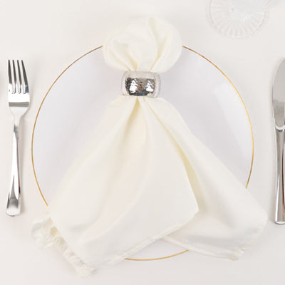 5 Pack Lamour Satin Napkins 20"x20" Ivory - Soft Matte Textured Dinner Napkins