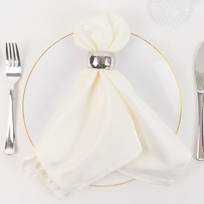5 Pack Lamour Satin Napkins 20"x20" Ivory - Soft Matte Textured Dinner Napkins