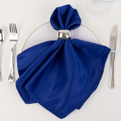5 Pack Lamour Satin Napkins 20"x20" Royal Blue - Soft Matte Textured Dinner Napkins