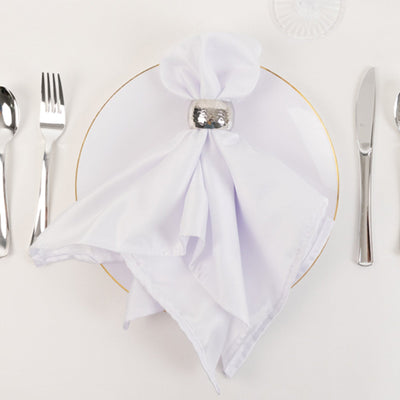 5 Pack Lamour Satin Napkins 20"x20" White - Luxe Soft Matte Textured Cloth Napkins for Weddings, Parties & Formal Events