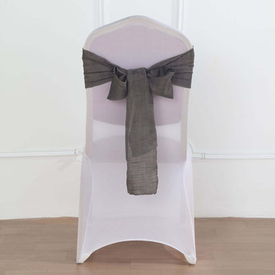5 Pack Linen Chair Sashes 6"x108" Charcoal Gray Slubby Textured - Wrinkle-Resistant