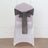 White chair with a gray bow tie on the back.
