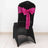 Black chair cover with fuchsia bow, perfect for events and celebrations.