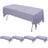 Purple tablecloth on a folding table, showcasing elegant draping style.