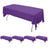 Purple tablecloth draped over a folding table, showcasing its full shape.