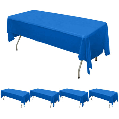 5-Pack Plastic Table Covers 54"x108" Royal Blue Rectangle - PVC Waterproof Disposable Tablecloths