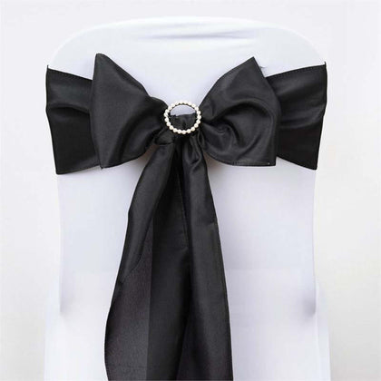 5 Pack Polyester Chair Sashes 6"x108" Black - Versatile & Chic Chair Accessories