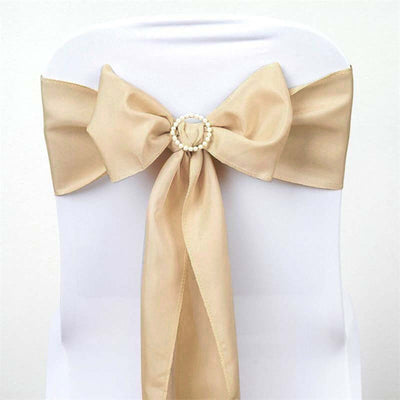 5 Pack Polyester Chair Sashes 6"x108" Champagne