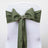 Olive green chair sash with pearl embellishment on a white chair #whtbkgd