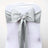 Gray satin chair sash with pearl embellishment. #whtbkgd