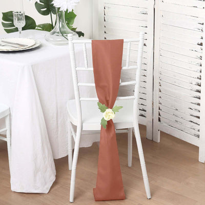 5 Pack Polyester Chair Sashes 6"x108" Terracotta (Rust)