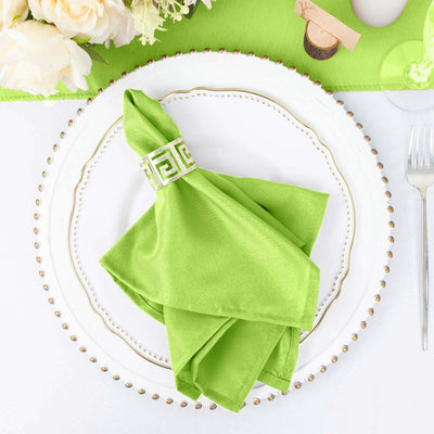 5 Pack Premium Polyester Napkins 17"x17" Apple Green - Wrinkle Resistant & Easy Care Cloth Napkins