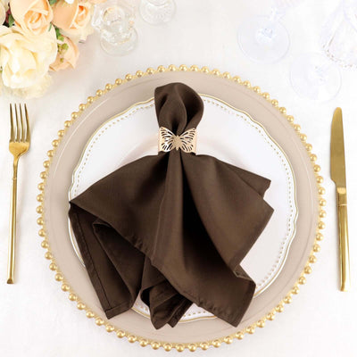 5 Pack Premium Polyester Napkins 17"x17" Chocolate Brown - Wrinkle Resistant & Easy Care Cloth Napkins