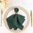 Elegant dark green napkin with a butterfly napkin ring on a decorative plate.
