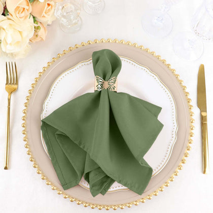 5 Pack Premium Polyester Napkins 17"x17" Olive Green - Wrinkle Resistant & Easy Care Cloth Napkins