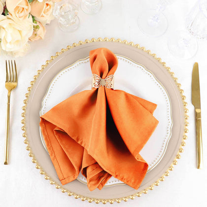 5 Pack Premium Polyester Napkins 17"x17" Orange - Wrinkle Resistant & Easy Care Cloth Napkins