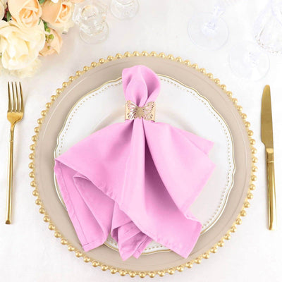 5 Pack Premium Polyester Napkins 17"x17" Pink - Wrinkle Resistant & Easy Care Cloth Napkins