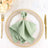 Elegant green napkin on a decorative plate set for dining.