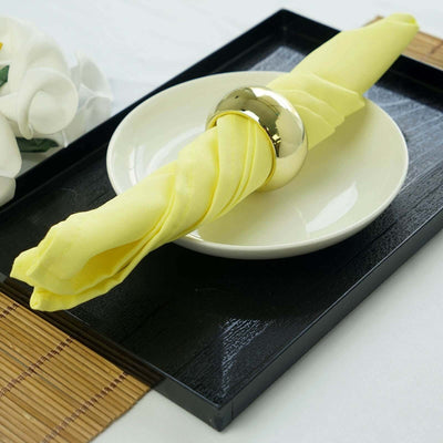 5 Pack Premium Polyester Napkins 17"x17" Yellow - Wrinkle Resistant & Easy Care Cloth Napkins