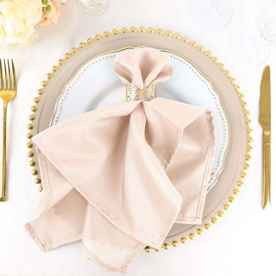 5 Pack Premium Polyester Napkins 20"x20" Blush - Durable & Wrinkle Resistant Dinner Napkins