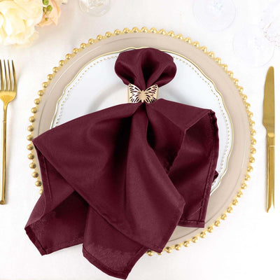 5 Pack Premium Polyester Napkins 20"x20" Burgundy - Durable & Wrinkle Resistant Dinner Napkins