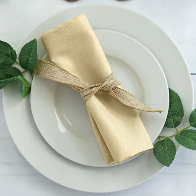 5 Pack Premium Polyester Napkins 20"x20" Champagne - Durable & Wrinkle Resistant Dinner Napkins