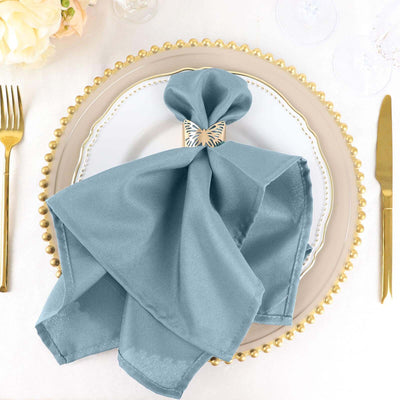 5 Pack Premium Polyester Napkins 20"x20" Dusty Blue - Durable & Wrinkle Resistant Dinner Napkins