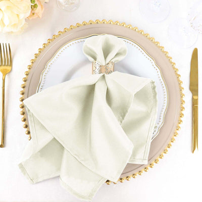 5 Pack Premium Polyester Napkins 20"x20" Ivory - Durable & Wrinkle Resistant Dinner Napkins