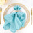 Aqua blue napkin elegantly arranged on a decorative plate with gold accents.