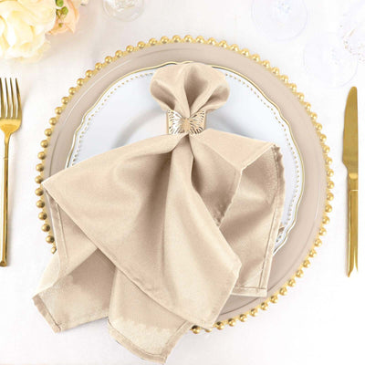 5 Pack Premium Polyester Napkins 20"x20" Nude - Durable & Wrinkle Resistant Dinner Napkins