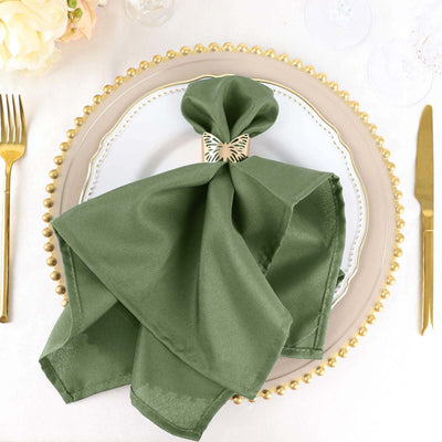 5 Pack Premium Polyester Napkins 20"x20" Olive Green - Durable & Wrinkle Resistant Dinner Napkins