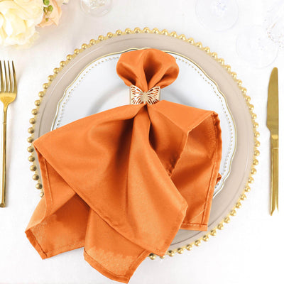 5 Pack Premium Polyester Napkins 20"x20" Orange - Durable & Wrinkle Resistant Dinner Napkins