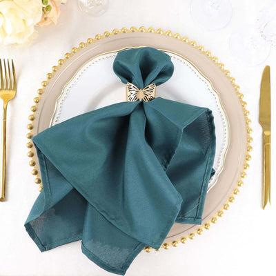 5 Pack Premium Polyester Napkins 20"x20" Peacock Teal - Durable & Wrinkle Resistant Dinner Napkins