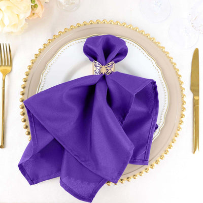 5 Pack Premium Polyester Napkins 20"x20" Purple - Durable & Wrinkle Resistant Dinner Napkins