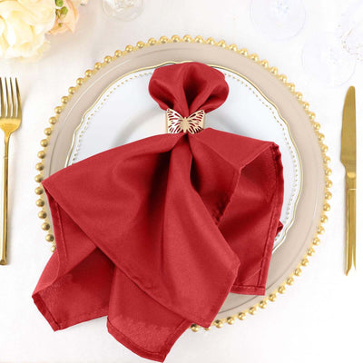 5 Pack Premium Polyester Napkins 20"x20" Red - Durable & Wrinkle Resistant Dinner Napkins