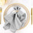 Elegant silver napkin folded on a decorative plate with gold beaded rim.
