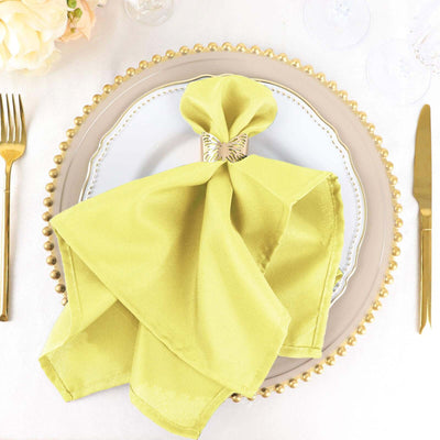 5 Pack Premium Polyester Napkins 20"x20" Yellow - Durable & Wrinkle Resistant Dinner Napkins