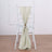 Elegant light green chair sash tied on a white chiavari chair.