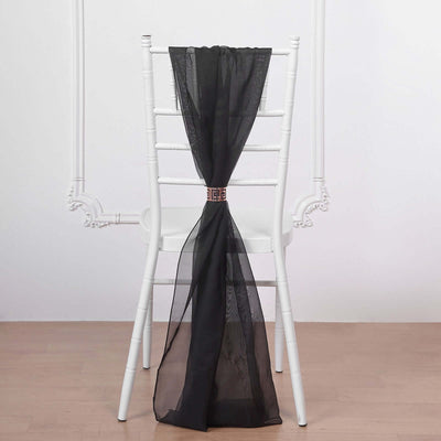5 Pack Chiffon Chair Sashes 22"x78" Black - Sheer Sophisticated Designer Chair Bows for Chic DIY Chair Styling