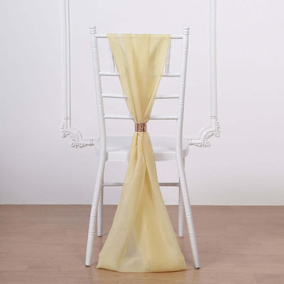 5 Pack Chiffon Chair Sashes 22"x78" Champagne - Sheer Designer Chair Bows