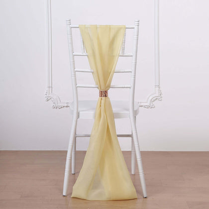 5 Pack Chiffon Chair Sashes 22"x78" Champagne - Sheer Designer Chair Bows