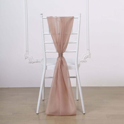 5 Pack Chiffon Chair Sashes 22"x78" Dusty Rose - Sheer Designer Chair Bows