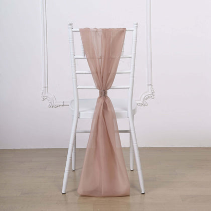 5 Pack Chiffon Chair Sashes 22"x78" Dusty Rose - Sheer Designer Chair Bows