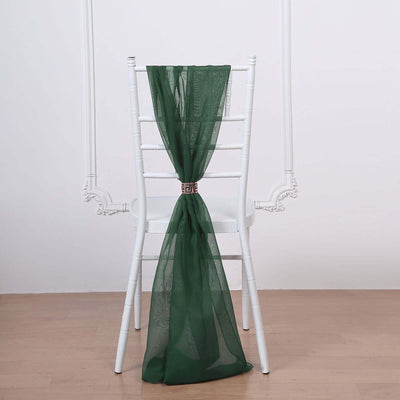 5 Pack Chiffon Chair Sashes 22"x78" Hunter Emerald Green - Sheer Designer Chair Bows