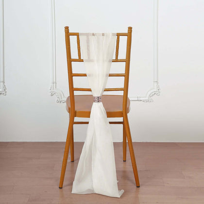 5 Pack Chiffon Chair Sashes 22"x78" Ivory - Sheer Designer Chair Bows