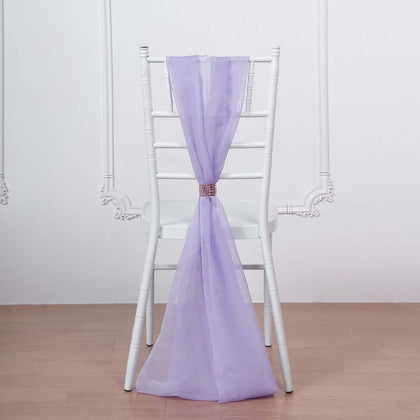 5 Pack Chiffon Chair Sashes 22"x78" Lavender Lilac - Sheer Designer Chair Bows