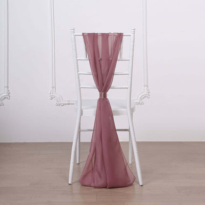 5 Pack Chiffon Chair Sashes 22"x78" Mauve Cinnamon Rose - Sheer Designer Chair Bows
