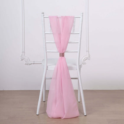 5 Pack Chiffon Chair Sashes 22"x78" Pink - Sheer Designer Chair Bows