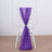 Purple chair sash tied on a white chair against a plain backdrop.